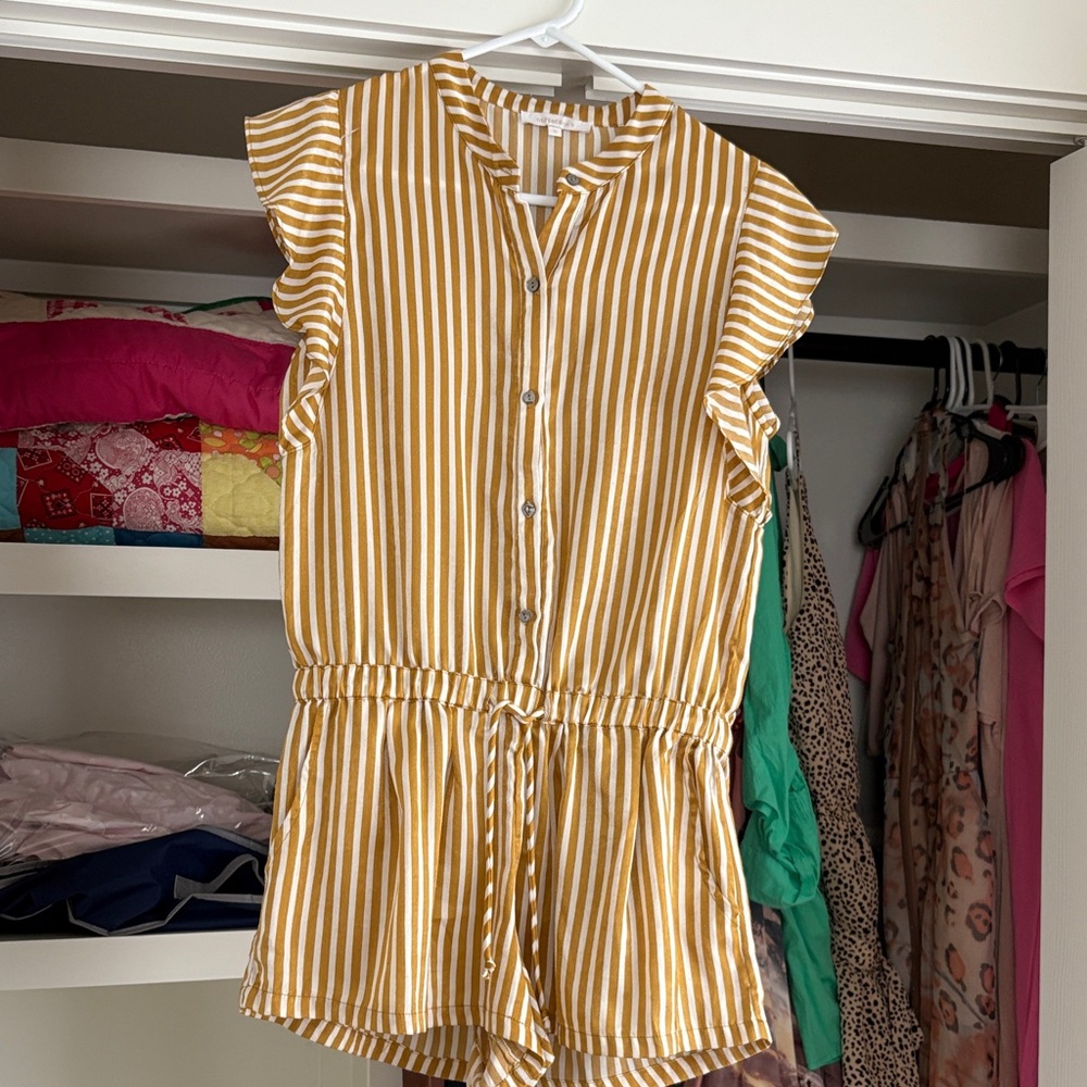 Olivaceous Yellow and White Striped Romper